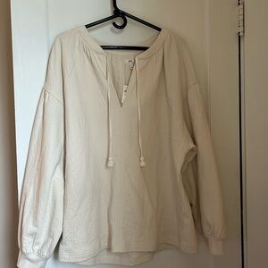 Aerie Cream Textured Top